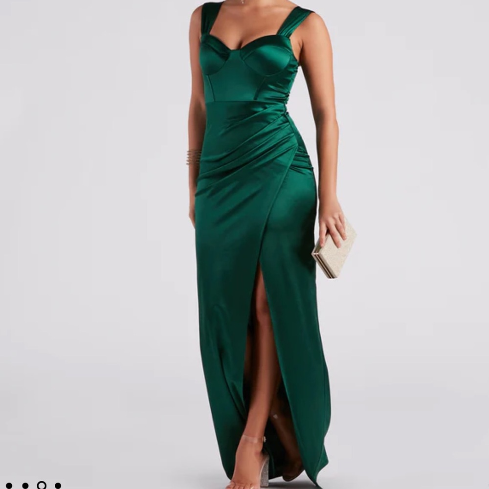 Satin wrap long dress USED